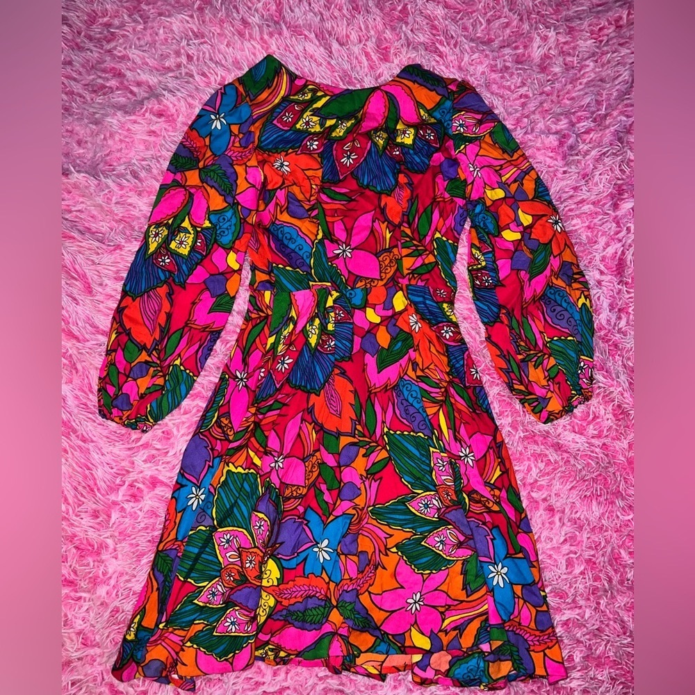 Vintage 60s Dress CUSTOM psychedelic art ORIGINAL. Sz Medium